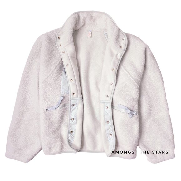 Free People Movement Hit The Slopes Salt Water Blue Grey Fleece Jacket - Picture 6 of 12